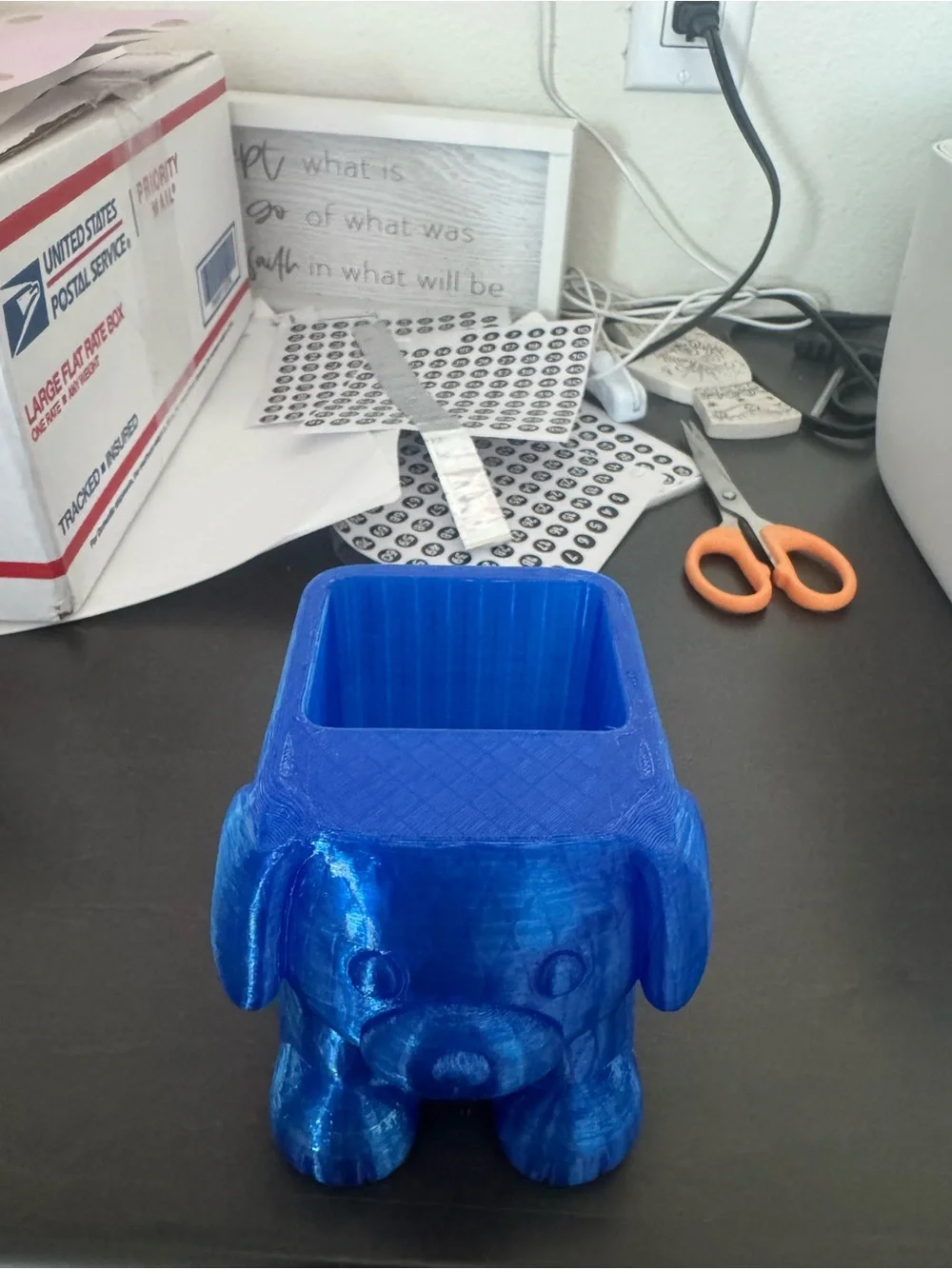 Blue Dog Shaped Pet Accessory Holder